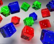 Papel de Parede Dados Azul, Verde e Vermelho