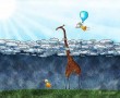 Papel de Parede Desenho de Girafa nas Nuvens