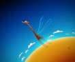 Papel de Parede Desenho de Girafa Voadora