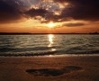 Papel de Parede Pôr-do-sol na Praia: Pegada