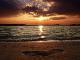 Papel de parede 'Pôr-do-sol na Praia: Pegada'