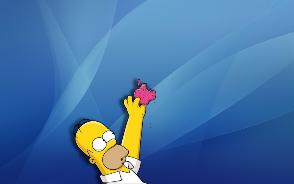 Papel de parede Homer Comendo Maça para download gratuito. Use no computador pc, mac, macbook, celular, smartphone, iPhone, onde quiser!