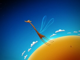 Papel de parede Desenho de Girafa Voadora