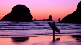 Papel de parede Pôr-do-sol na Praia: Surf