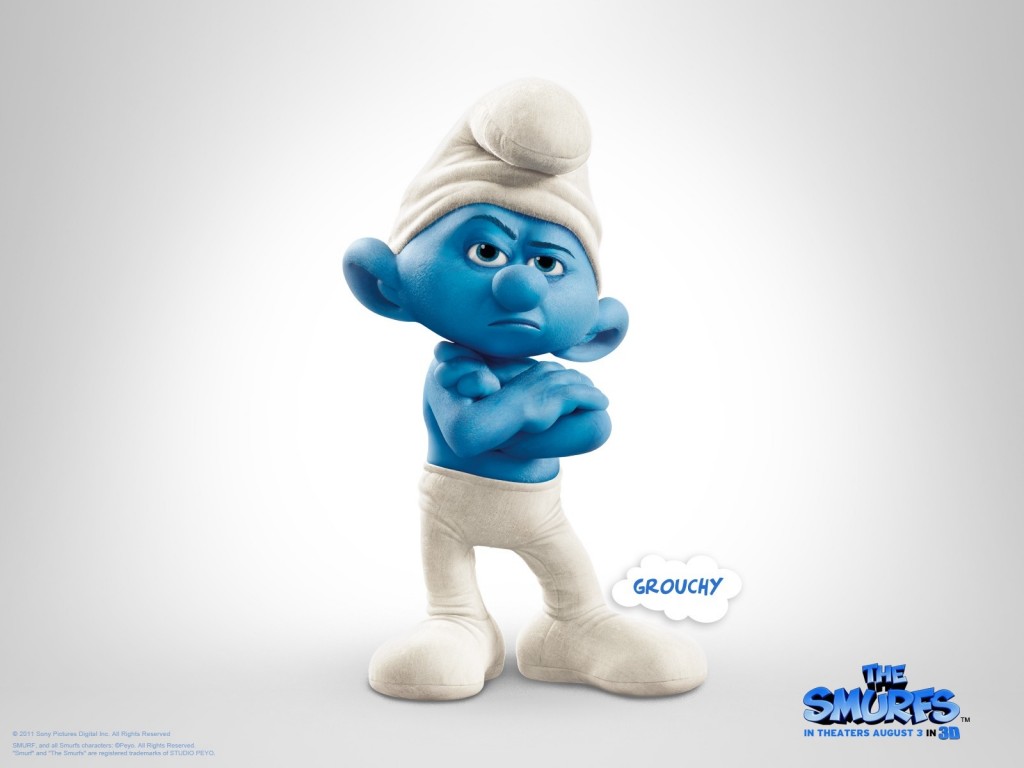 Papel de parede Smurfs – Grouchy para download gratuito. Use no computador pc, mac, macbook, celular, smartphone, iPhone, onde quiser!