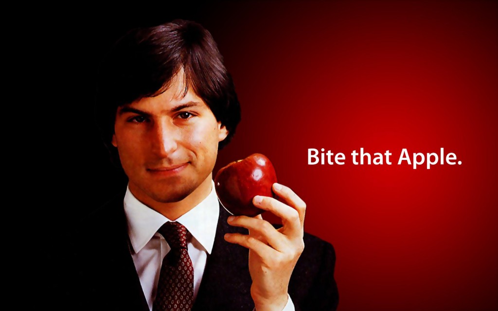 Papel de parede Steve Jobs: Morda Esta Maçã para download gratuito. Use no computador pc, mac, macbook, celular, smartphone, iPhone, onde quiser!