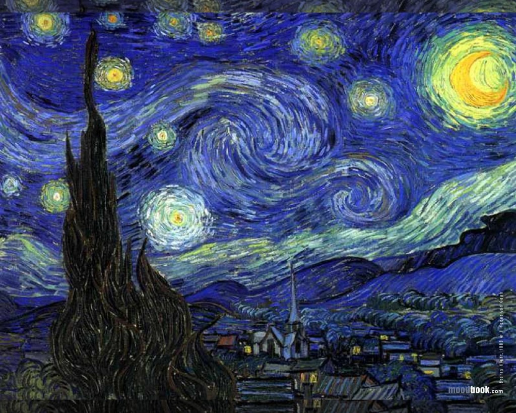 Papel de parede Van Gogh – Noite Estrelada para download gratuito. Use no computador pc, mac, macbook, celular, smartphone, iPhone, onde quiser!