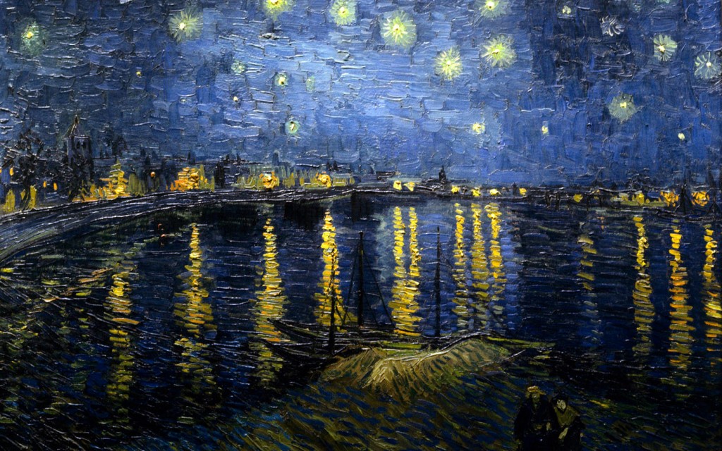 Papel de parede Van Gogh – Noite Estrelada Sobre o Ródano para download gratuito. Use no computador pc, mac, macbook, celular, smartphone, iPhone, onde quiser!