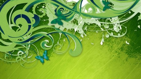 Papel de parede Abstrato Verde Com Borboletas para download gratuito. Use no computador pc, mac, macbook, celular, smartphone, iPhone, onde quiser!
