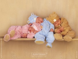 Papel de parede Bebês Dormindo na Prateleira