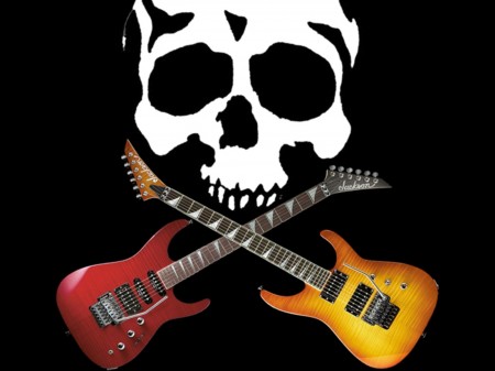 Papel de parede Caveira com Guitarras para download gratuito. Use no computador pc, mac, macbook, celular, smartphone, iPhone, onde quiser!