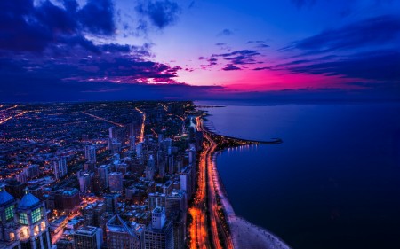 Papel de parede Lindo Pôr do Sol em Chicago para download gratuito. Use no computador pc, mac, macbook, celular, smartphone, iPhone, onde quiser!