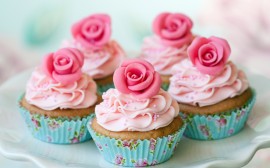 Papel de parede Cupcake com Rosas