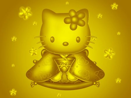 Papel de parede Hello Kitty – Dourada para download gratuito. Use no computador pc, mac, macbook, celular, smartphone, iPhone, onde quiser!