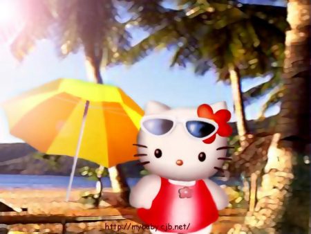 Papel de parede Hello Kitty Na praia para download gratuito. Use no computador pc, mac, macbook, celular, smartphone, iPhone, onde quiser!