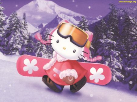 Papel de parede Hello Kitty Snowboard para download gratuito. Use no computador pc, mac, macbook, celular, smartphone, iPhone, onde quiser!