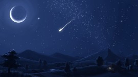 Papel de parede Lua Nova com Estrela Cadente