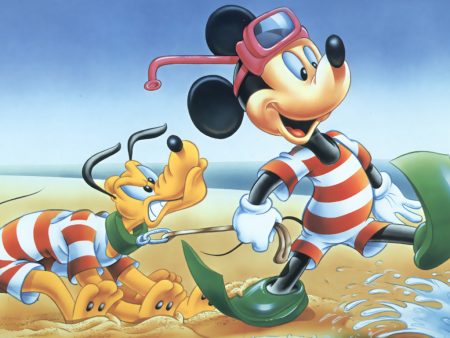 Papel de parede Mickey e Pluto na Praia para download gratuito. Use no computador pc, mac, macbook, celular, smartphone, iPhone, onde quiser!
