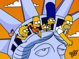 Papel de parede Os Simpsons na Estátua da Liberdade