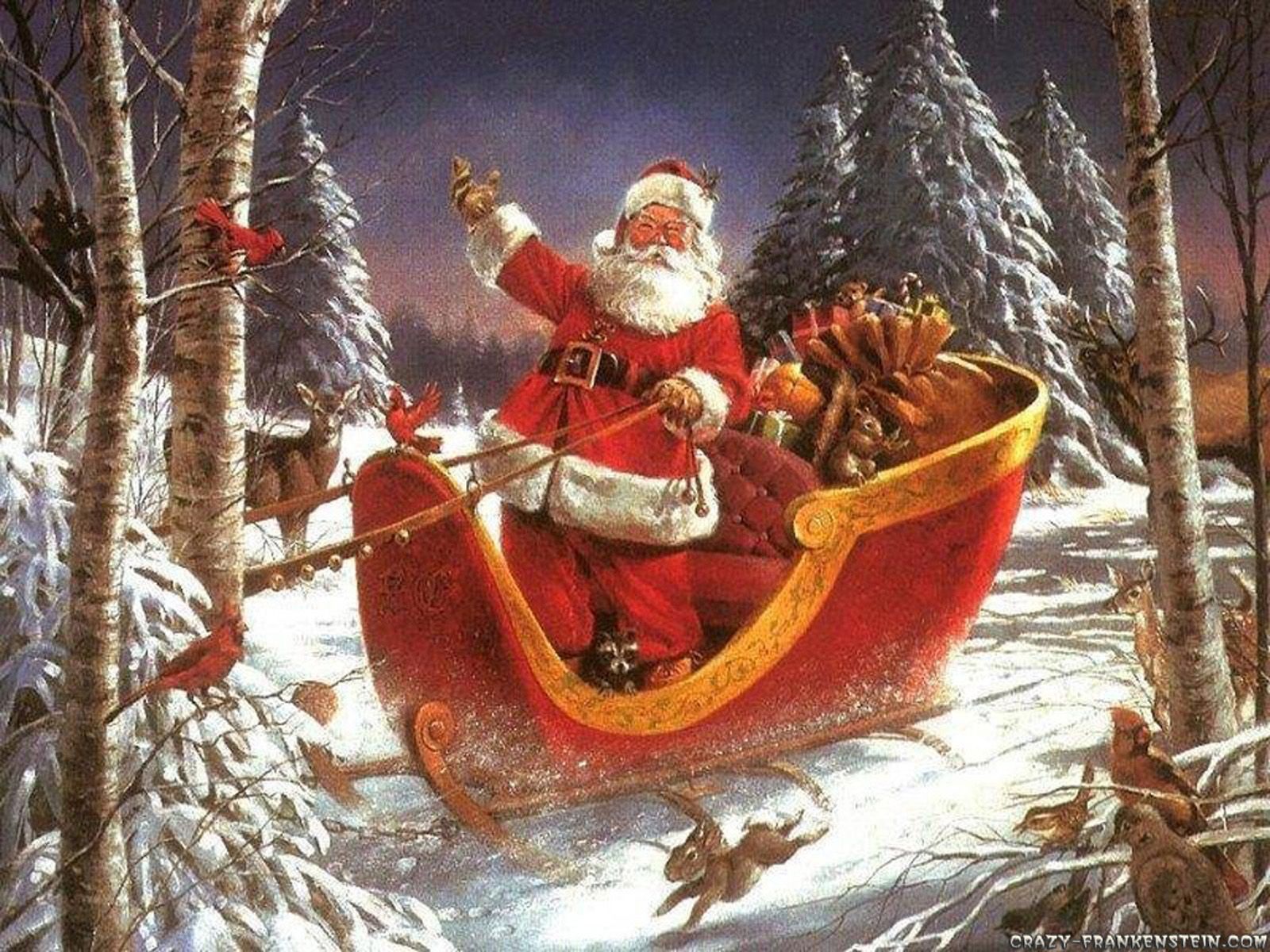 Papel de Parede Papai Noel na Floresta Wallpaper para Download no Celular  ou Computador PC