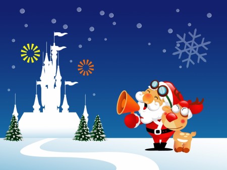 Papel de parede Papai Noel e Castelo para download gratuito. Use no computador pc, mac, macbook, celular, smartphone, iPhone, onde quiser!