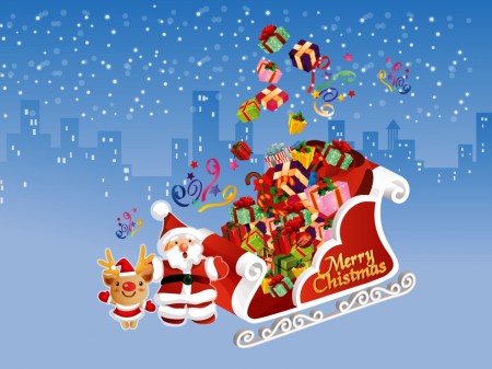 Papel de parede Papai Noel e o Trenó para download gratuito. Use no computador pc, mac, macbook, celular, smartphone, iPhone, onde quiser!