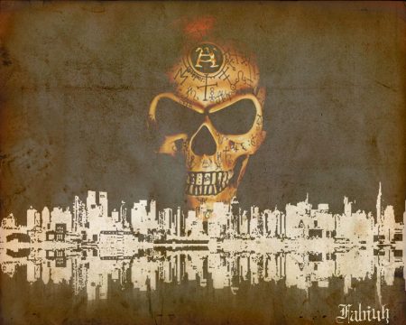 Papel de parede Skull Over City para download gratuito. Use no computador pc, mac, macbook, celular, smartphone, iPhone, onde quiser!